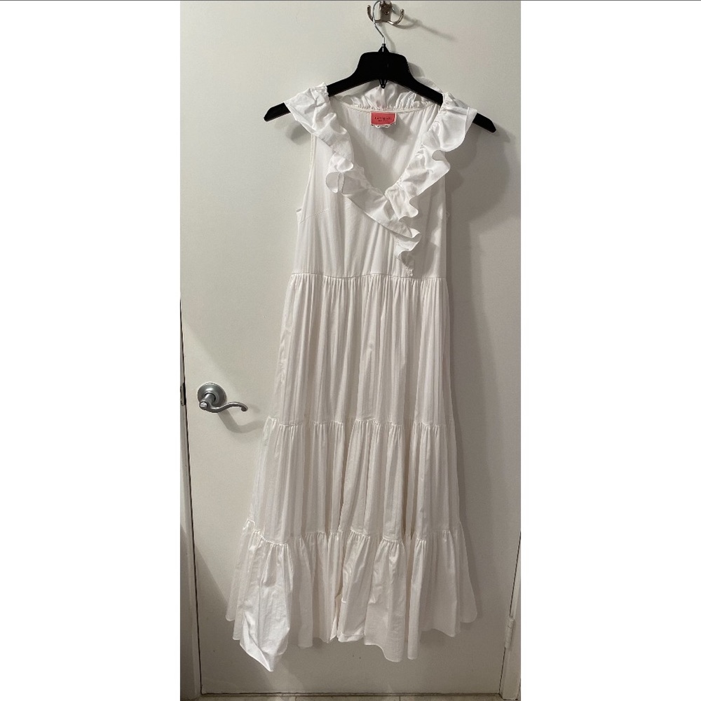 Kate spade white poplin tiered ruffle dress 10 - Picture 3 of 5